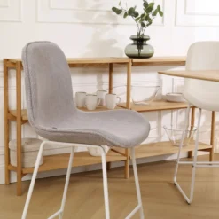 Barkruk Nino-Fé rib warm grijs - wit onderstel - 65 cm