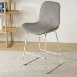 Barkruk Nino-Fé rib warm grijs - wit onderstel - 65 cm