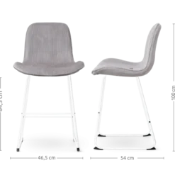 Barkruk Nino-Fé rib warm grijs - wit onderstel - 65 cm