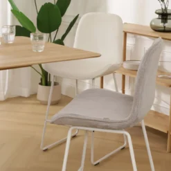 Barkruk Nino-Fé rib warm grijs - wit onderstel - 65 cm
