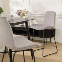 Barkruk Nino-Fé rib warm grijs - zwart onderstel - 75 cm
