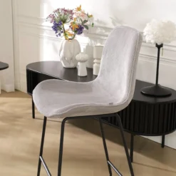 Barkruk Nino-Fé rib warm grijs - zwart onderstel - 75 cm