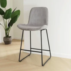Barkruk Nino-Fé rib warm grijs - zwart onderstel - 75 cm