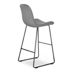 Barkruk Nino-Fé velvet grijs - zwart onderstel - 75 cm