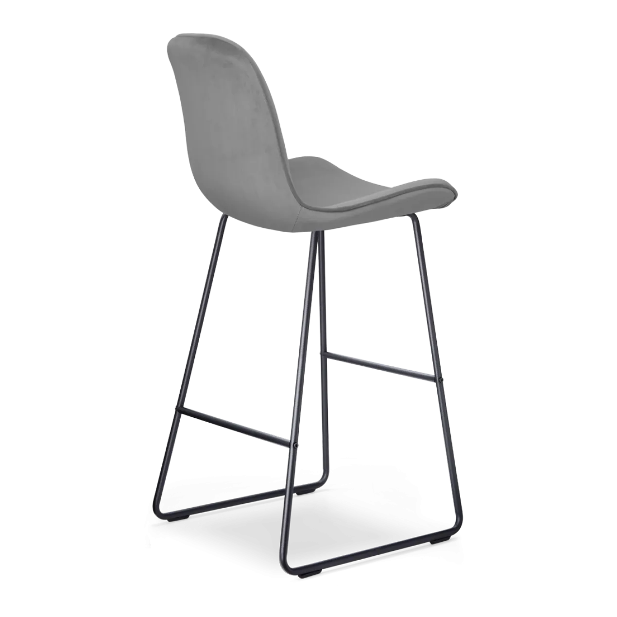 Barkruk Nino-Fé velvet grijs - zwart onderstel - 75 cm