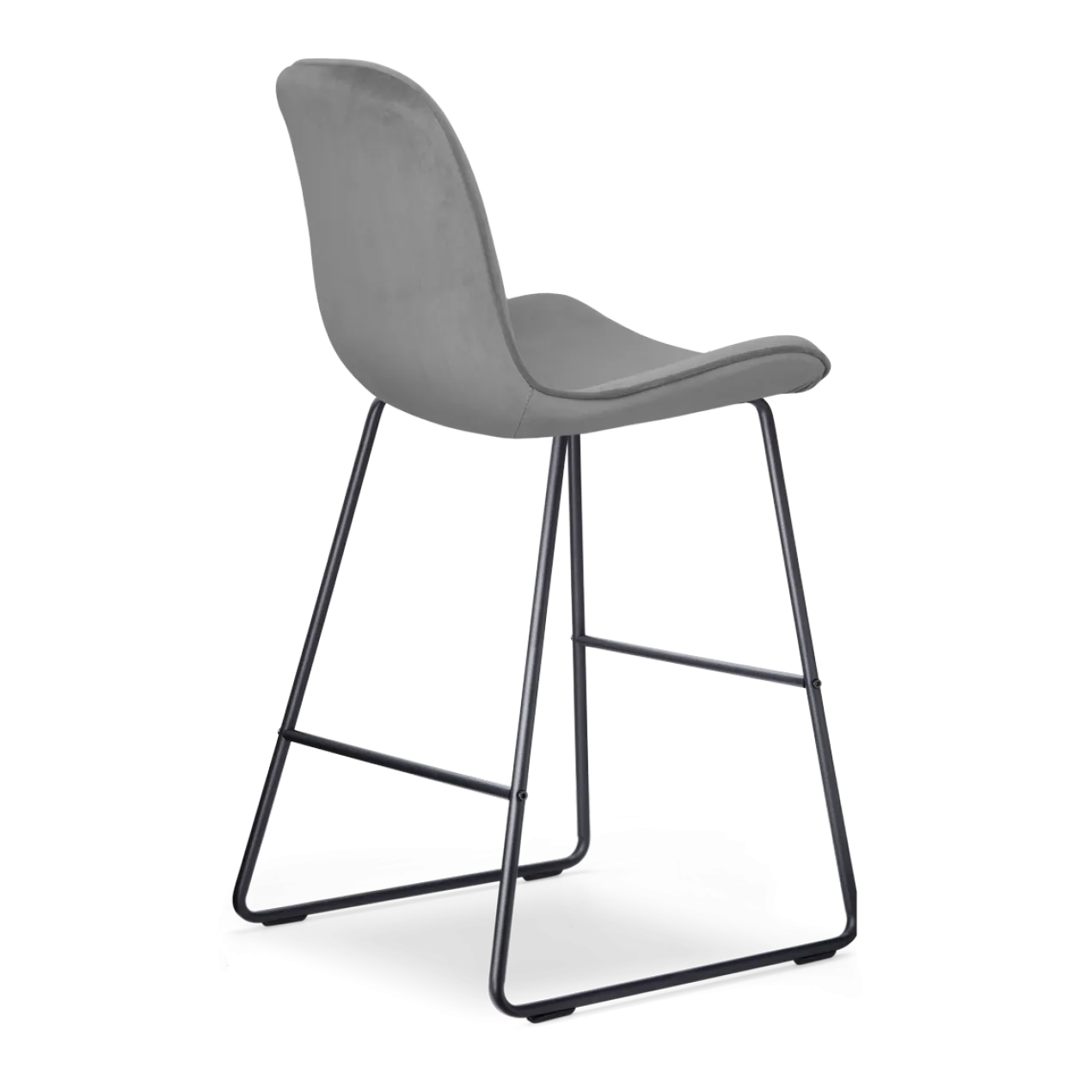 Barkruk Nino-Fé velvet grijs - zwart onderstel - 65 cm