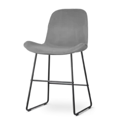 Barkruk Nino-Fé velvet grijs - zwart onderstel - 65 cm