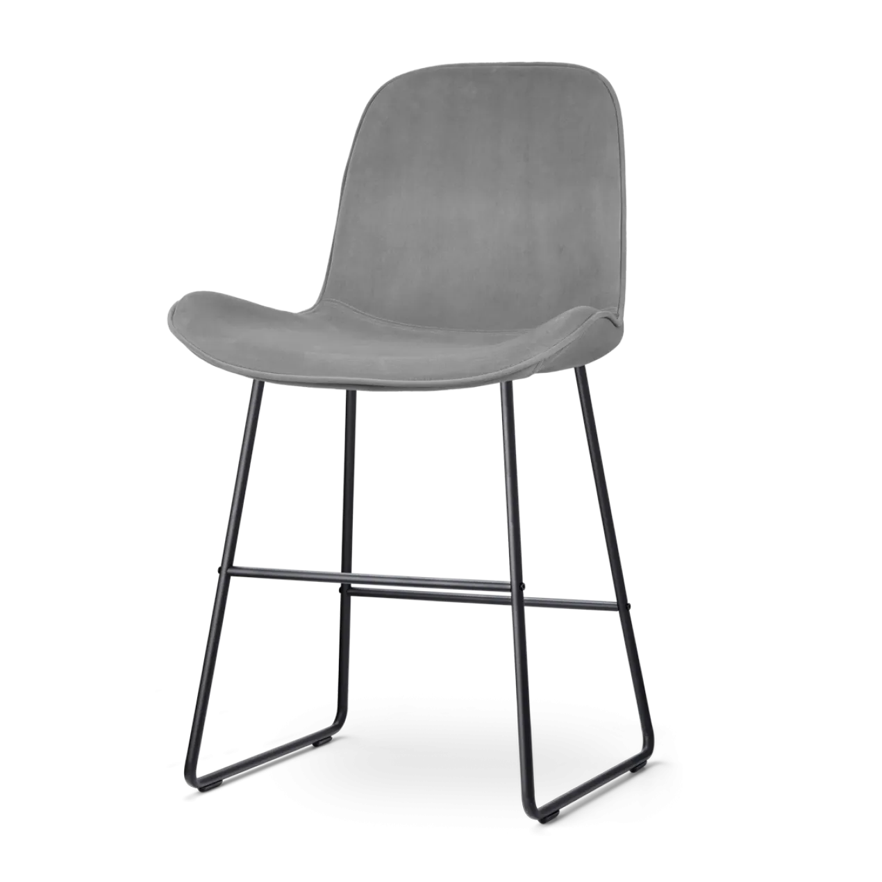 Barkruk Nino-Fé velvet grijs - zwart onderstel - 65 cm