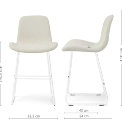 Barkruk Nino-Fé wit onderstel cottonbeige 75 cm