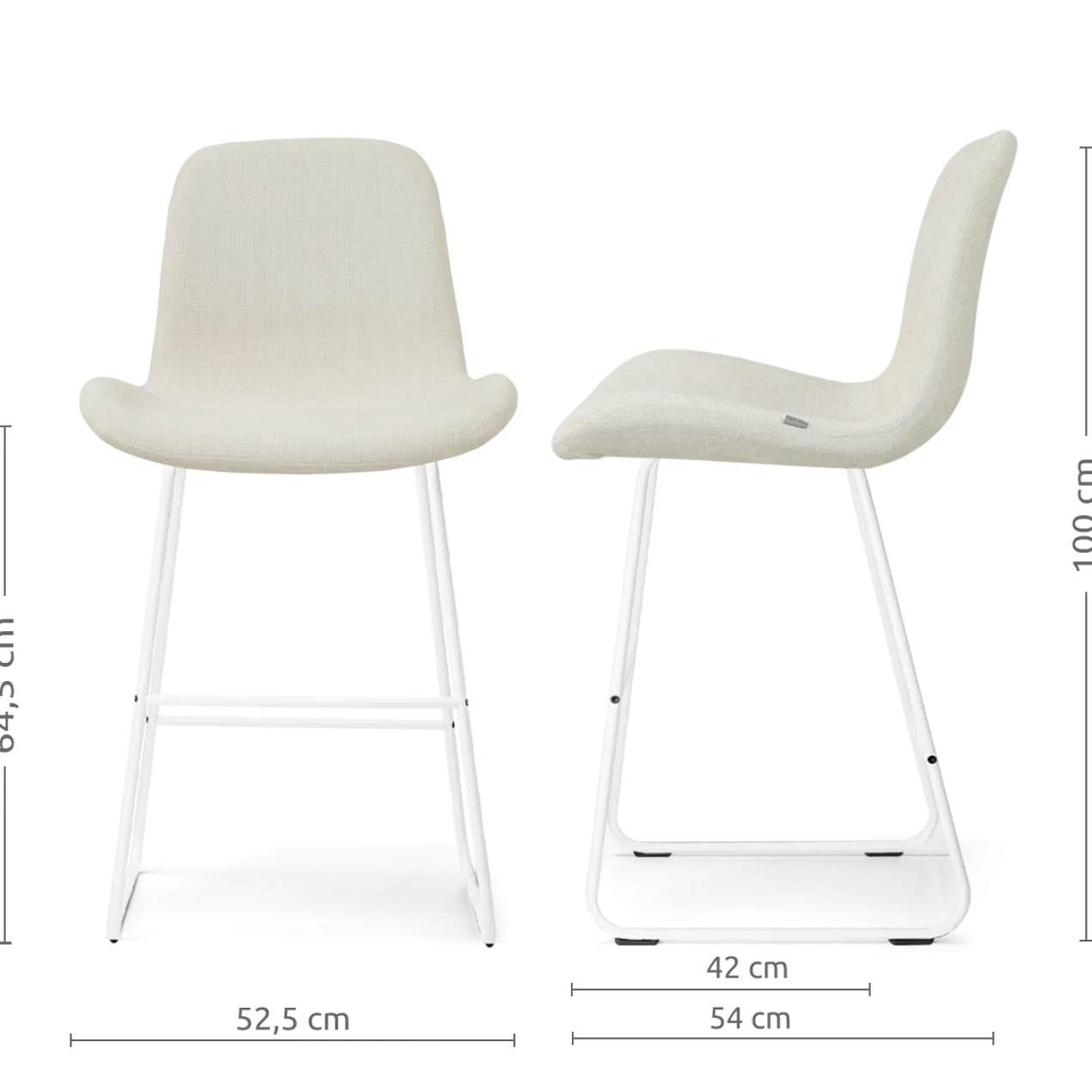 Barkruk Nino-Fé wit onderstel cottonbeige 65 cm