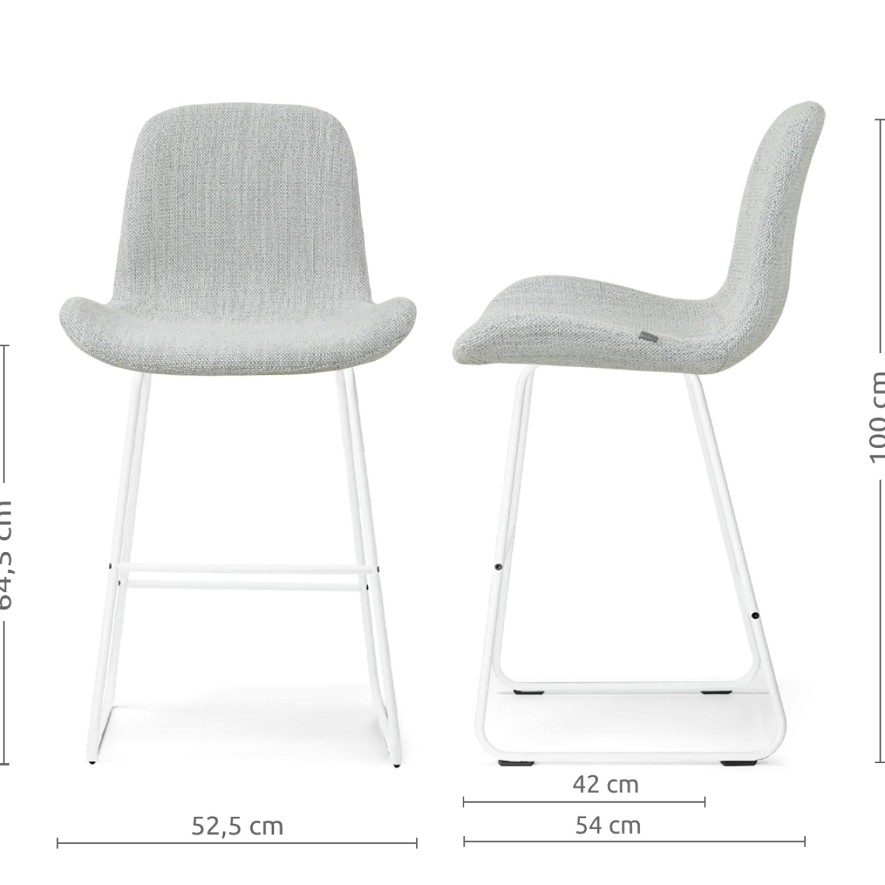 Barkruk Nino-Fé wit onderstel grijs melange 65 cm