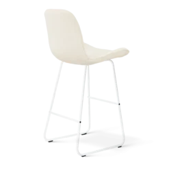 Barkruk Nino-Fé wit onderstel rib beige 75 cm