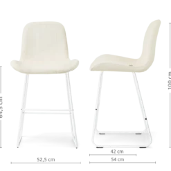 Barkruk Nino-Fé wit onderstel rib beige 75 cm