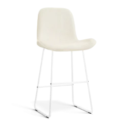 Barkruk Nino-Fé wit onderstel rib beige 75 cm