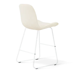 Barkruk Nino-Fé wit onderstel rib beige 65 cm