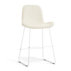 Barkruk Nino-Fé wit onderstel rib beige 65 cm