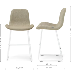 Barkruk Nino-Fé wit onderstel taupe melange 75 cm