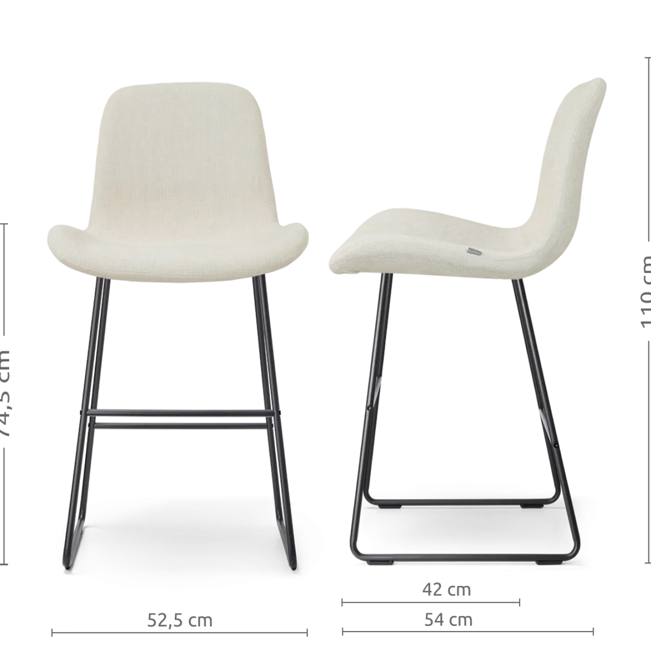 Barkruk Nino-Fé zwart onderstel cottonbeige 75 cm