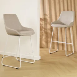 Barkruk Nino-Isa beige - wit onderstel - 65 cm