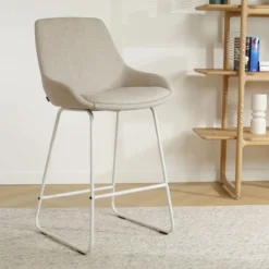 Barkruk Nino-Isa beige - wit onderstel - 65 cm