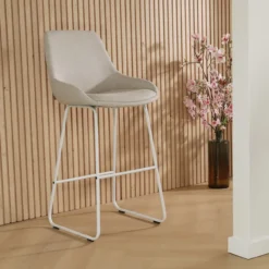 Barkruk Nino-Isa beige - wit onderstel - 75 cm