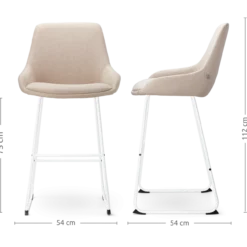 Barkruk Nino-Isa beige - wit onderstel - 75 cm