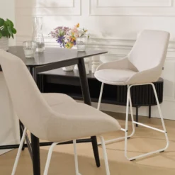 Barkruk Nino-Isa beige - wit onderstel - 75 cm