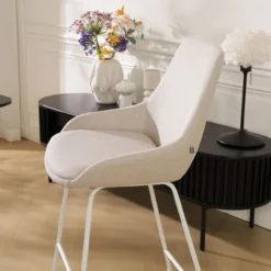 Barkruk Nino-Isa beige - wit onderstel - 75 cm