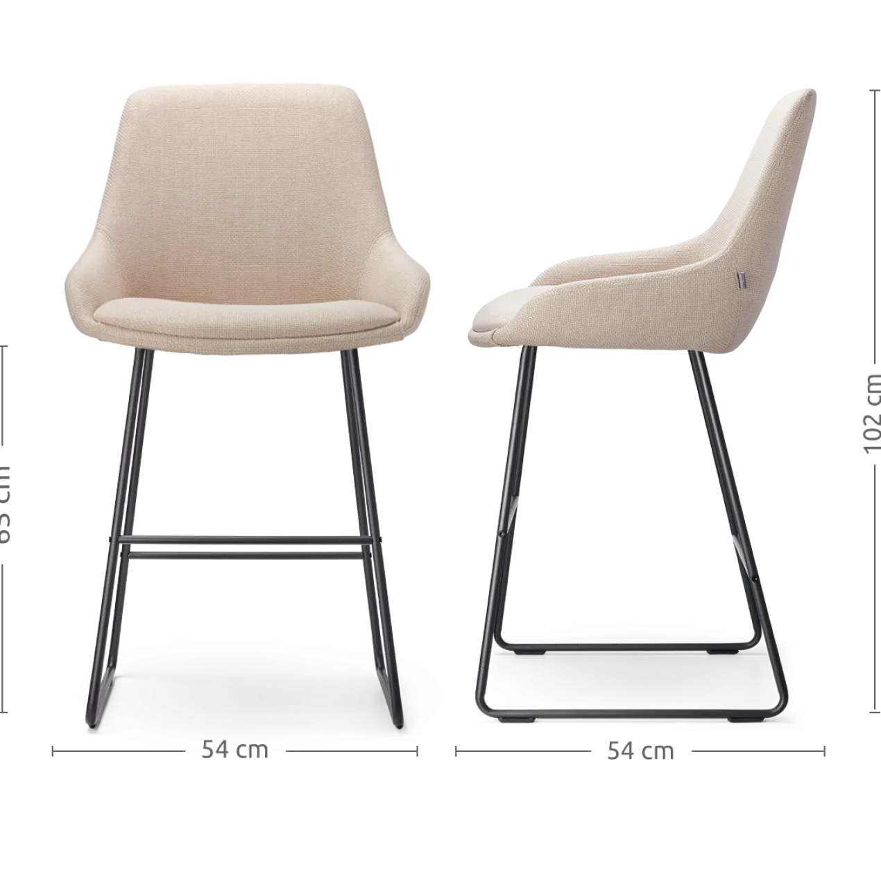 Barkruk Nino-Isa beige - zwart onderstel - 65 cm