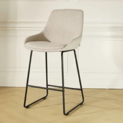 Barkruk Nino-Isa beige - zwart onderstel - 65 cm