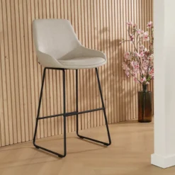 Barkruk Nino-Isa beige - zwart onderstel - 65 cm