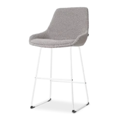 Barkruk Nino-Isa bouclé taupe - wit onderstel - 65 cm