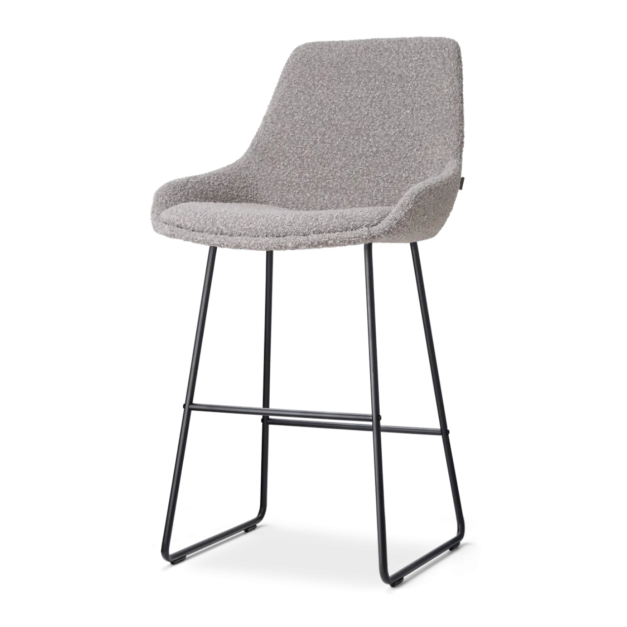 Barkruk Nino-Isa bouclé taupe - zwart onderstel - 65 cm