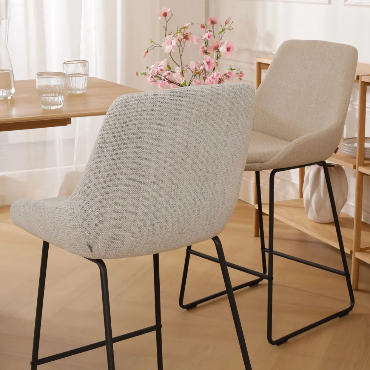 Barkruk Nino-Isa grijs beige gemêleerd - zwart 75 cm