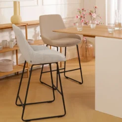 Barkruk Nino-Isa grijs beige gemêleerd - zwart 75 cm