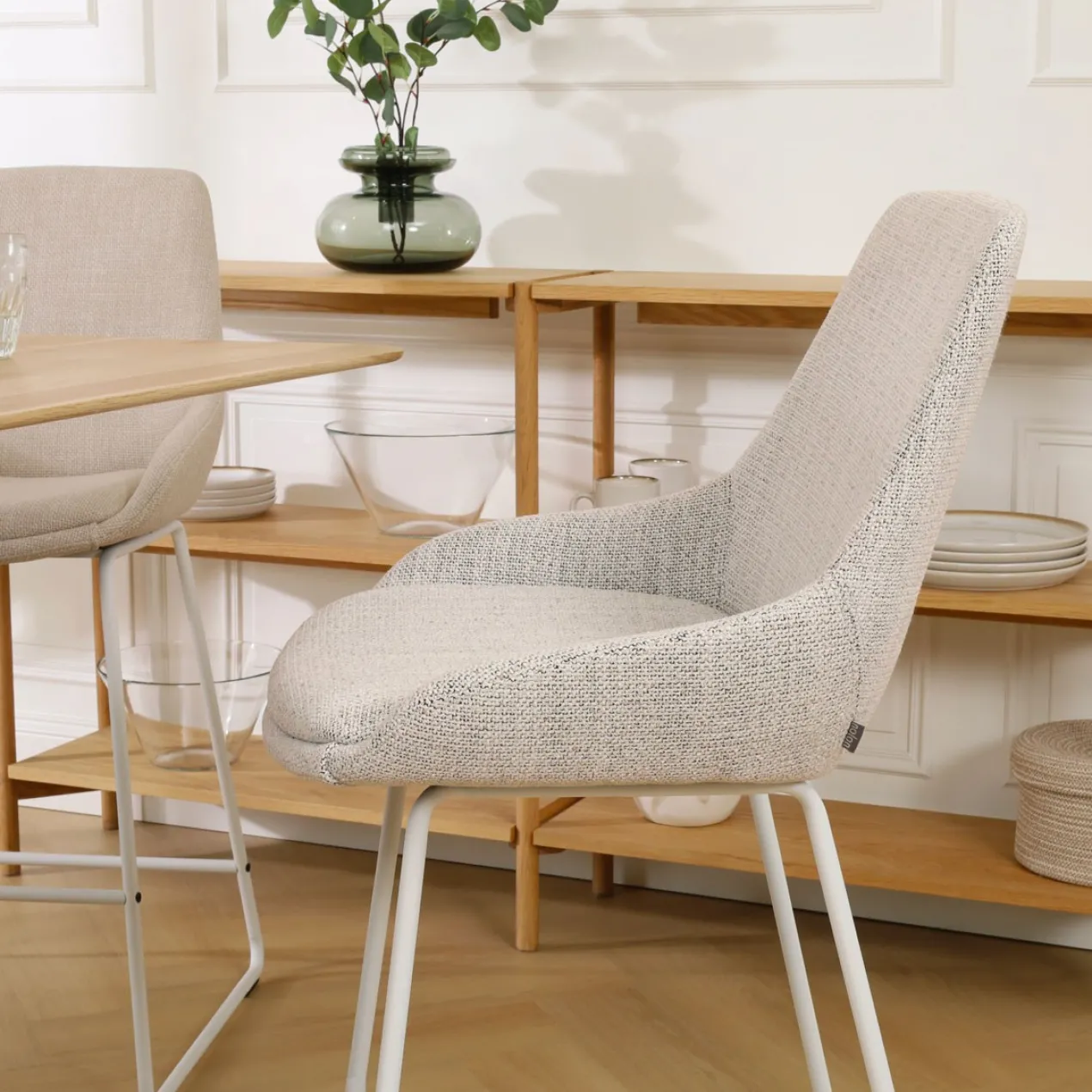 Barkruk Nino-Isa grijs beige gemêleerd - wit 65 cm