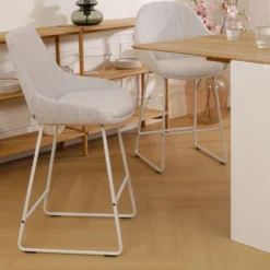 Barkruk Nino-Isa grijs beige gemêleerd - wit 65 cm