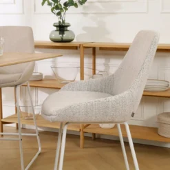 Barkruk Nino-Isa grjis beige gemêleerd - wit 75 cm