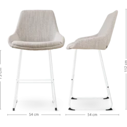Barkruk Nino-Isa grjis beige gemêleerd - wit 75 cm