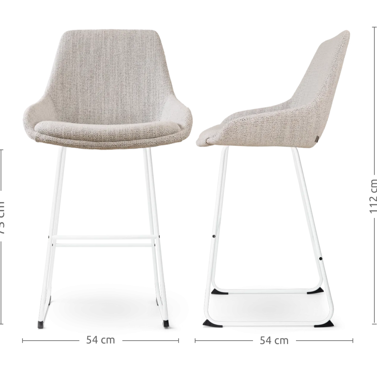 Barkruk Nino-Isa grjis beige gemêleerd - wit 75 cm