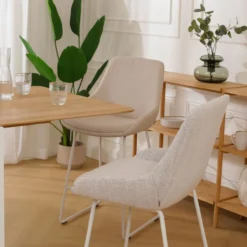 Barkruk Nino-Isa grjis beige gemêleerd - wit 75 cm