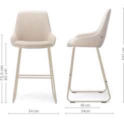 Barkruk Nino-Isa H65 cm beige onderstel beige