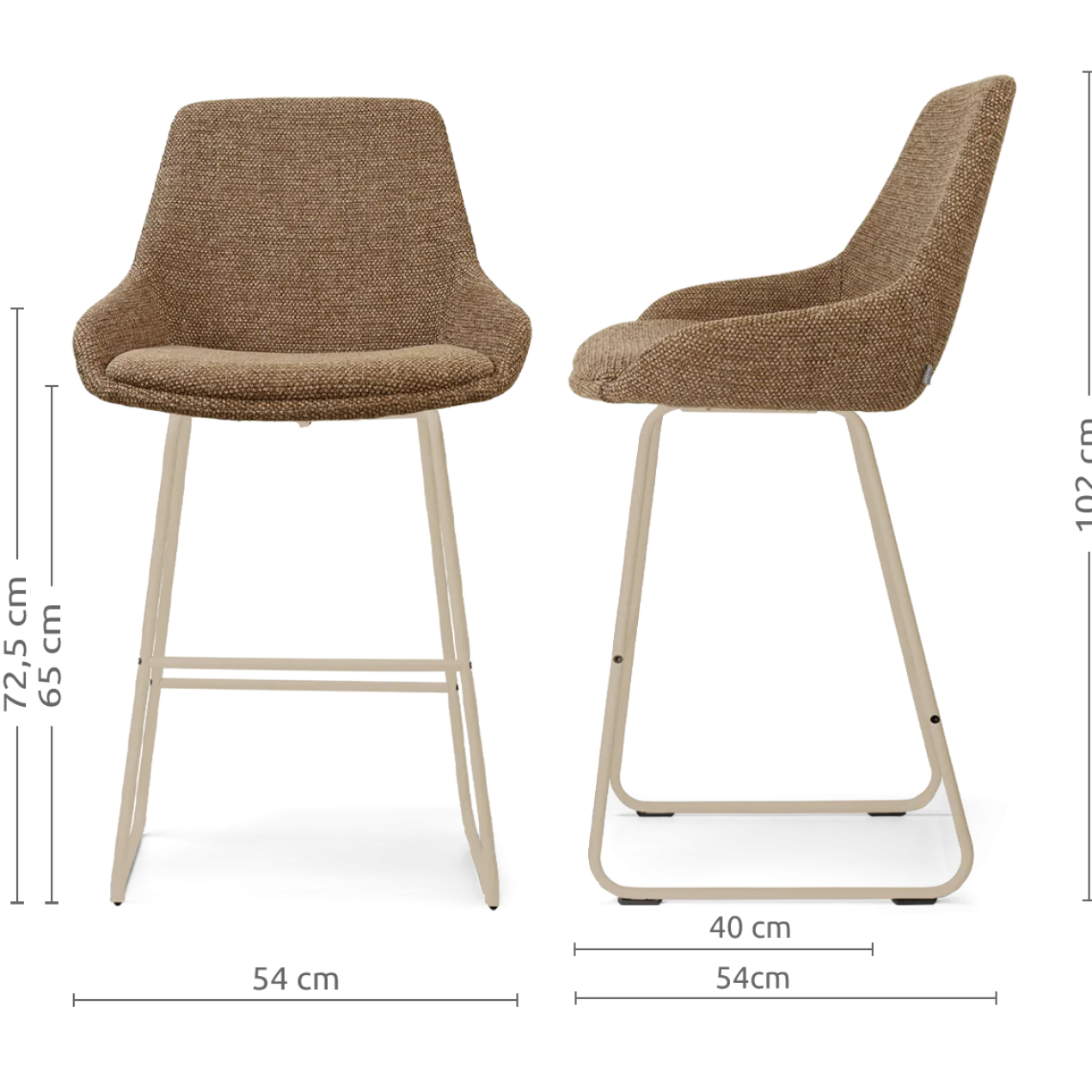 Barkruk Nino-Isa H65 cm beige onderstel bruin blend