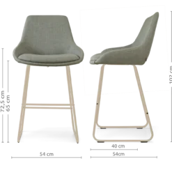 Barkruk Nino-Isa H65 cm beige onderstel saliegroen