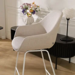 Barkruk Nino-Mae beige - wit onderstel - 75 cm