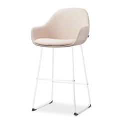 Barkruk Nino-Mae beige - wit onderstel - 75 cm