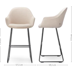 Barkruk Nino-Mae beige - zwart onderstel - 75 cm