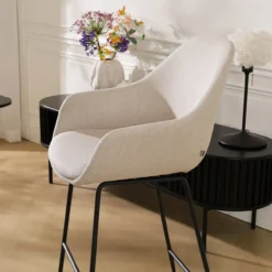 Barkruk Nino-Mae beige - zwart onderstel - 75 cm