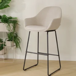 Barkruk Nino-Mae beige - zwart onderstel - 75 cm