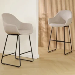 Barkruk Nino-Mae beige - zwart onderstel - 75 cm